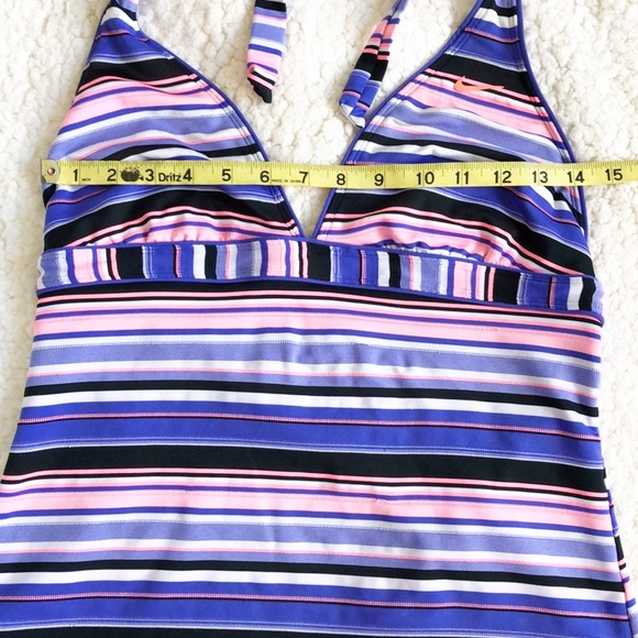 Nike Striped Halter Swim Top Sz 10 - Picture 5 of 7